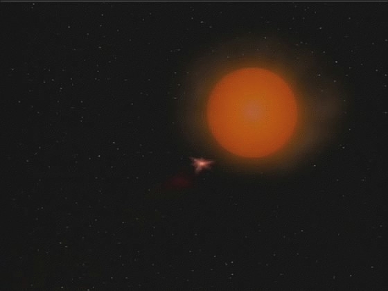 Po výstřelu fotonových torpéd to chvíli vypadá, že se ve hvězdě obnovila normální nukleární reakce. Po několika okamžicích však hvězda vybuchne v novu.