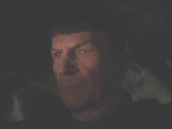Picard říká, že hledají velvyslance Spocka, a ten vystupuje ze stínu. Vysvětluje, že jeho pobyt je přísně soukromý a týká se budoucího znovusjednocení romulanského a vulkanského lidu.