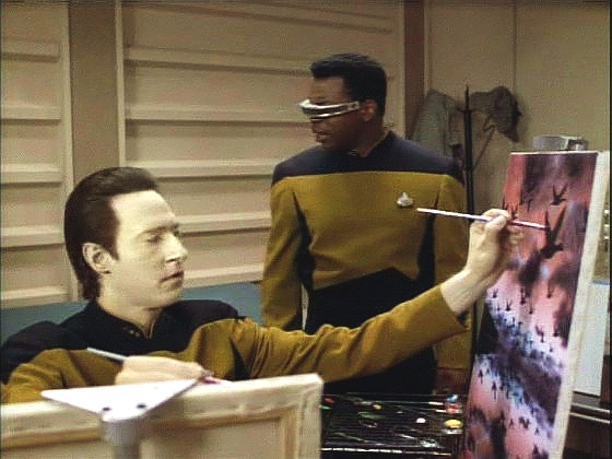Kapitán Picard Datovi také poradil, aby vizi zkoumal po svém. Dat se pouští do malování, ovšem jeho obrazy neposkytují žádné vodítko. Dat se rozhoduje, že experiment zopakuje.