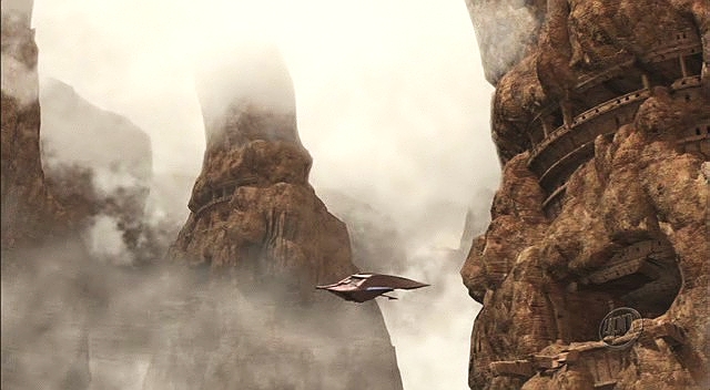 Skupina lodí Humanoidů a Opovitých doprovodila Enterprise k planetě, kde zasedá Rada Xindi. Je to 4000 let stará základna vymřelých létajících Xindi.