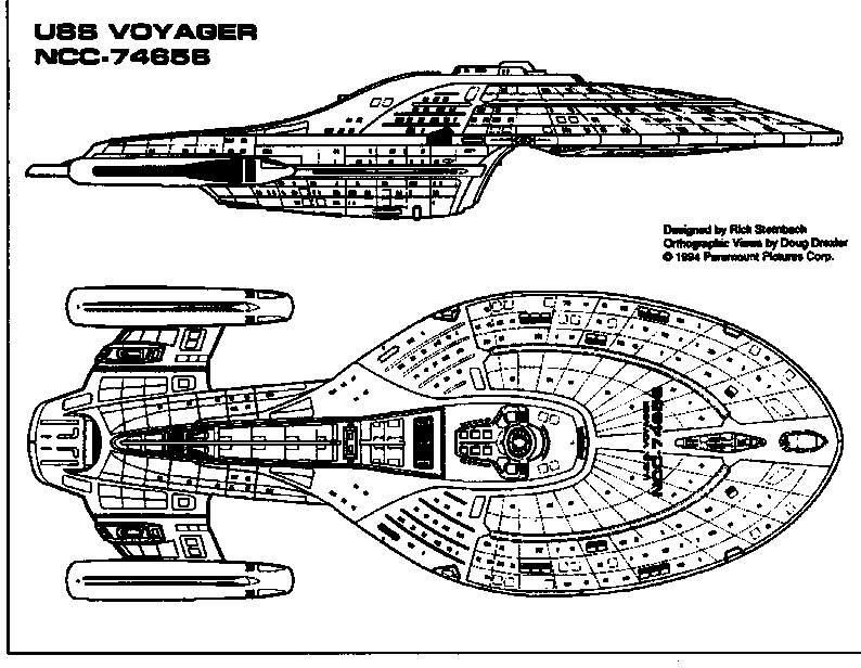 Třída Intrepid - boční pohled a pohled shora - USS Voyager