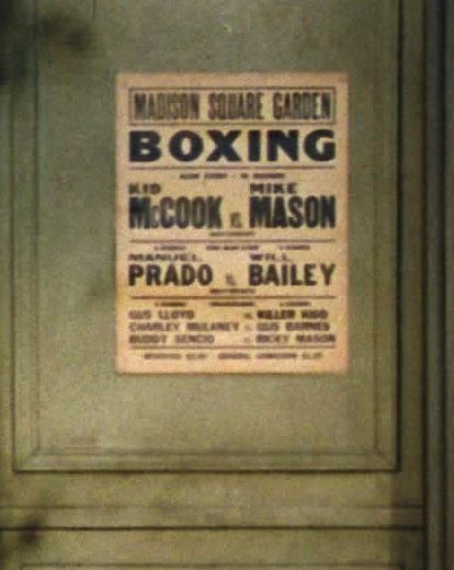 plakát s oznámením zápasu Mikea Masona